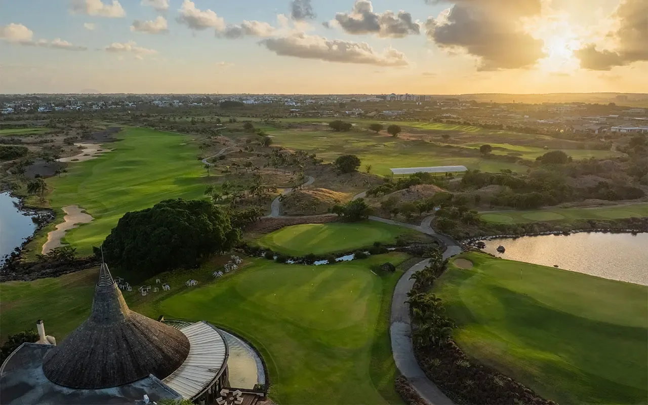 Fairways and water hazards at Mont Choisy Le Golf